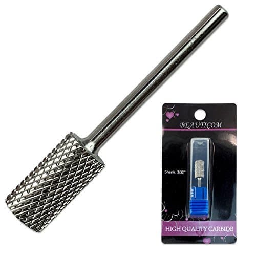 Beauticom Professional Silver Large Barrel Carbide Bit (Medium Grit) 3/32" Shank Size for use on Dremel Machine and other brands of Nail Drill Machine