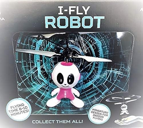 Braha I-Fly Robot Indoor Flying Miniature - White with Pink Accents (L&B)