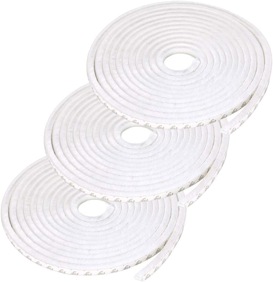 Sumnacon 3 Pcs Weatherstrip for Window,Door, Wardrobe, Car, Perfect to Windproof Shelter from The Wind, Dustproof, Soundproof Sound Deadener, 16 ft Long (11/32x11/32 inch, White)