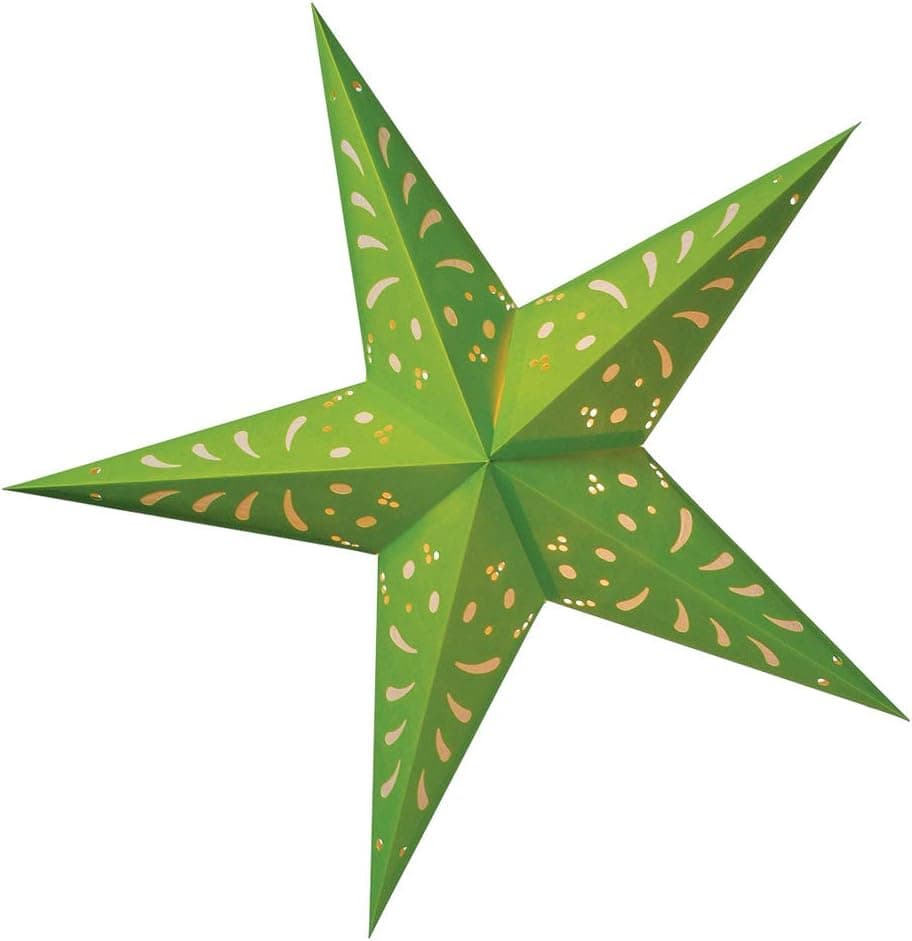 Luna Bazaar Paper Star Lantern (24-Inch, Chartreuse Green & White) - for Home Decor, Parties, and Holiday Decorations