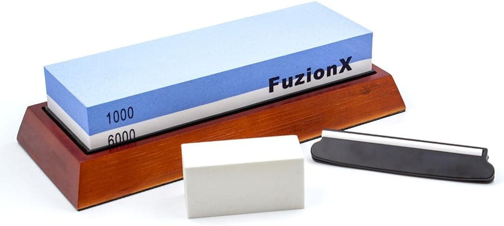 Corbase Knife Sharpener - Japanese Whetstone 1000 6000 with Bonus Angle Guide & Flattening Stone - Knife Sharpening Stone - Sharpener Stone