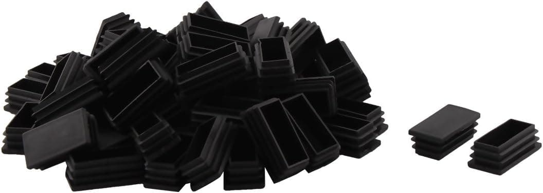 uxcell Plastic Rectangle Table Chair Leg Feet Tube Pipe Insert End Cap 50mm x 25mm 60pcs Black