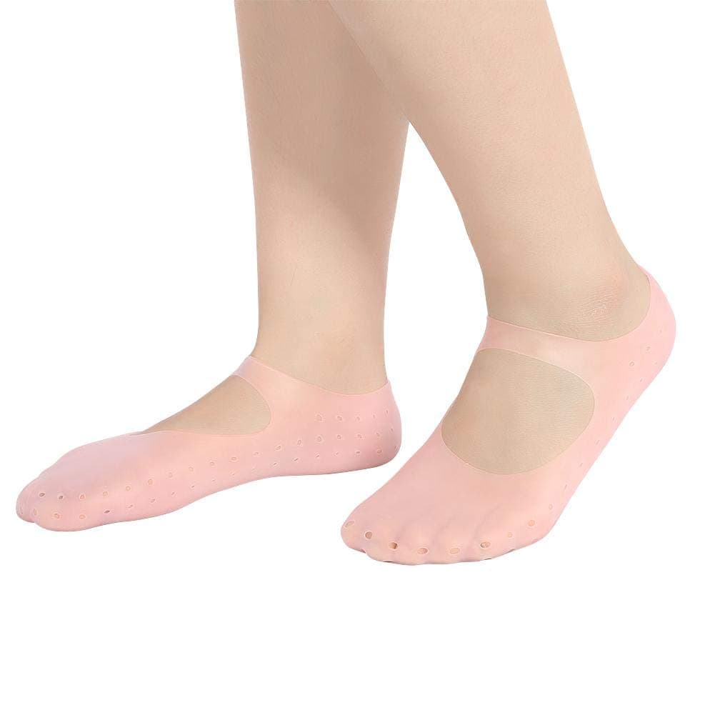 Salmue Silicone Sock, 1pair Crack-Proof Moisturizing Socks Protector Foot Care Tool Prevention Socks for Women with Breathable Hole for Dry Cracked Heel(M-01#)