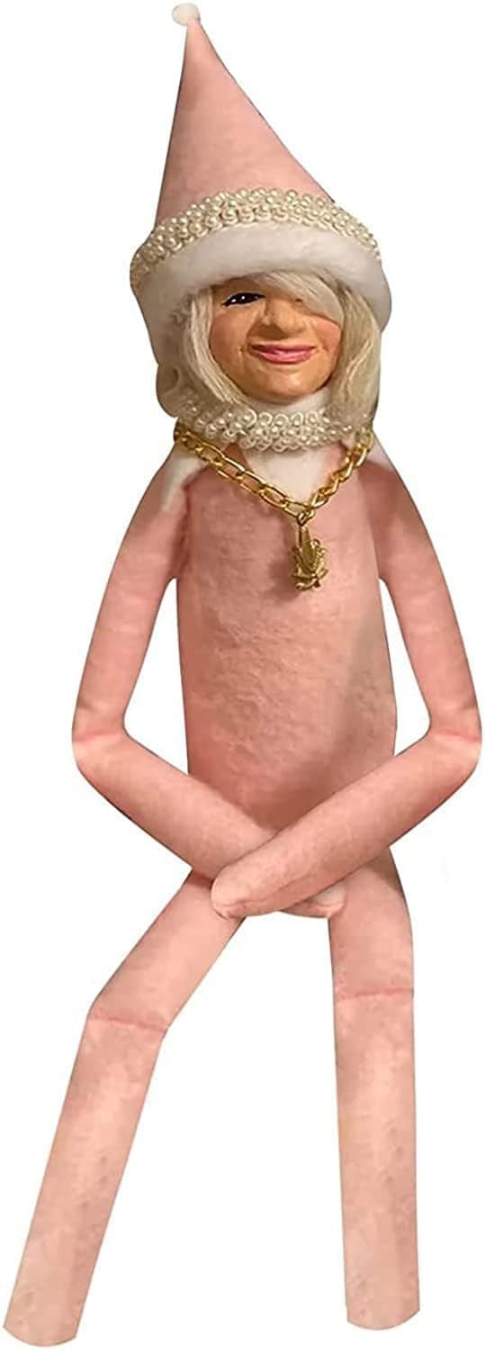 NANGYANG Snoop on a Stoop Christmas Elf Doll, 11.8in/30cm Christmas Doll Toy, Handcrafted Elbow Plush Gift for Home Garden Halloween Christmas Party Holiday Decoration (Pink x1)