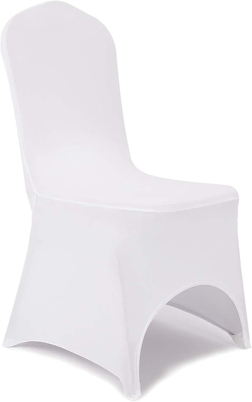 Peomeise Stretch Spandex Chair Cover for Wedding Party Dining Banquet Event with Open Back (White,100pcs)