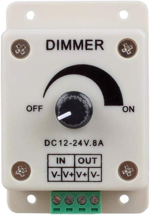 1PCS PWM Dimmer Controller DC 12V - 24V 8A Dimmer Knob ON/Off Switch, Single Channel Adjustable Brightness Light Switch (1PCS)