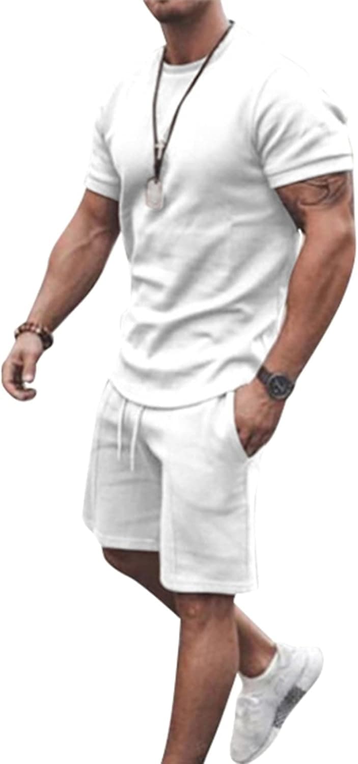 2 Piece Outfits For Men Shorts Set Casual Athletic Suit Sweatsuit Sportswear Casual Tracksuit