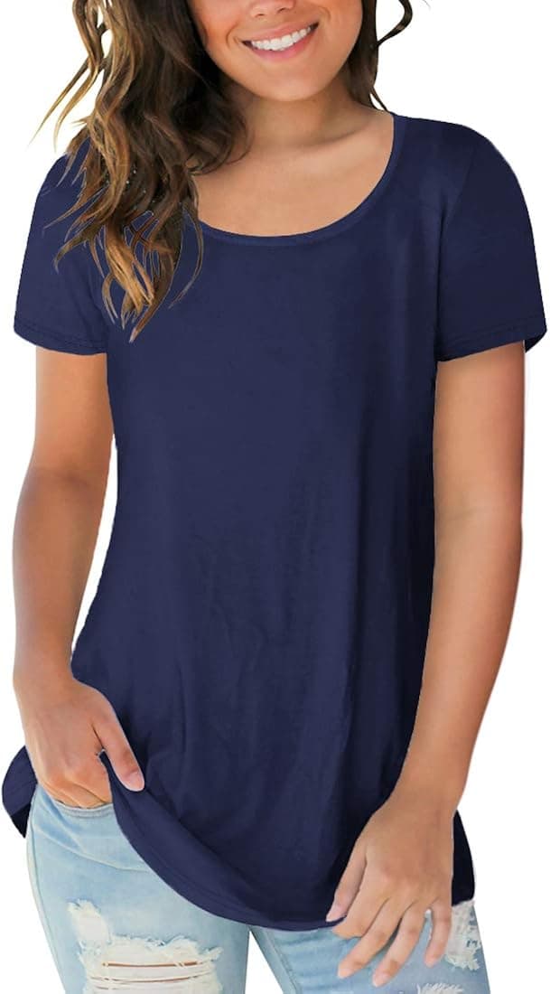 Sousuoty American Flag Shirt Women Short Sleeve Tops Scoop Neck Casual