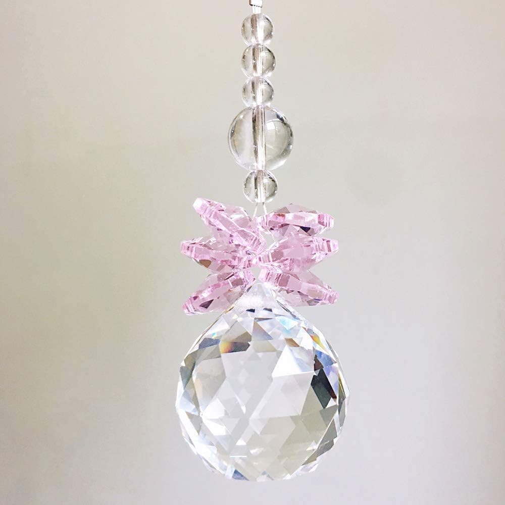 SIYOUKI Crystal Ball Chandelier Chakra Senkacher Window Pendant Decoration Gift (Pink)