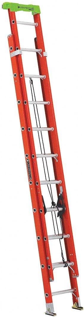 Louisville 20 ft. Fiberglass Extension Ladder, 300 lb. Load Capacity, 42.0 lb. Net Weight - 1 Each