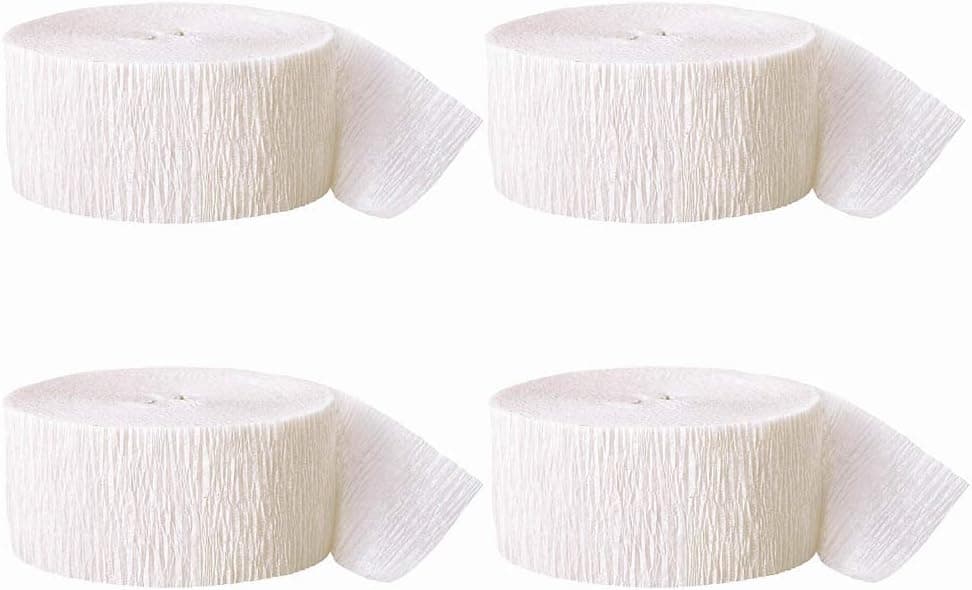 Aimto White Crepe Paper Streamers-12 Rolls (82 Feet Per Volume)