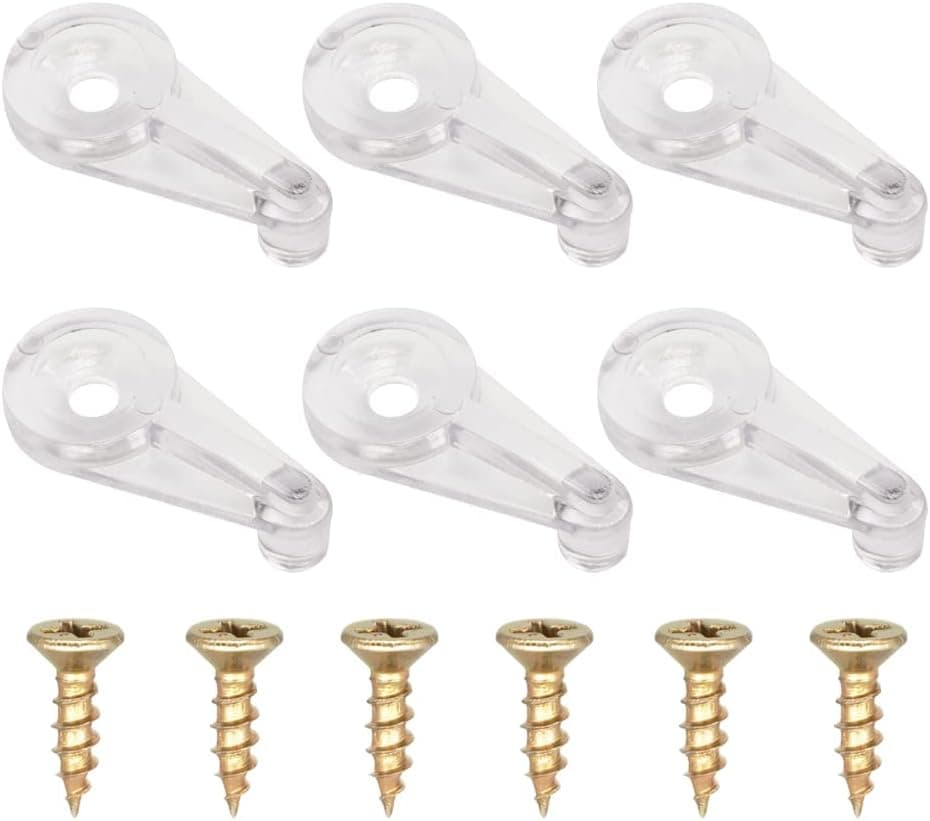 Alamic Glass Retainer Clips 5mm Cabinet Glass Clips Window Screen Clips Cabinet Door Glass Retainer Clips with Screws for Fixing Glass Cabinet Doors (50, Clear)
