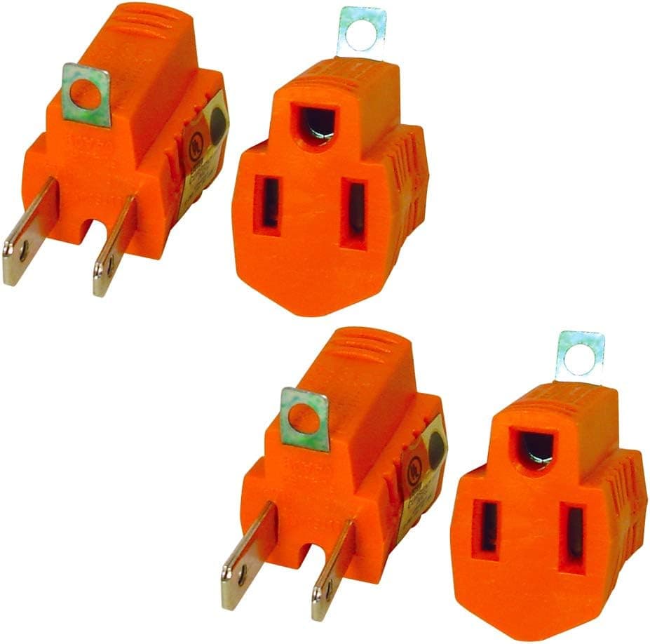 Luxtronic Polarized Grounding Adapter, Orange, 4-Pack, UL Listed