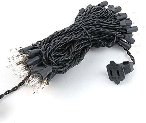 Novelty Lights 50 Light Clear Christmas Mini String Light Set, Black Wire, Indoor/Outdoor UL Listed, 25' Long