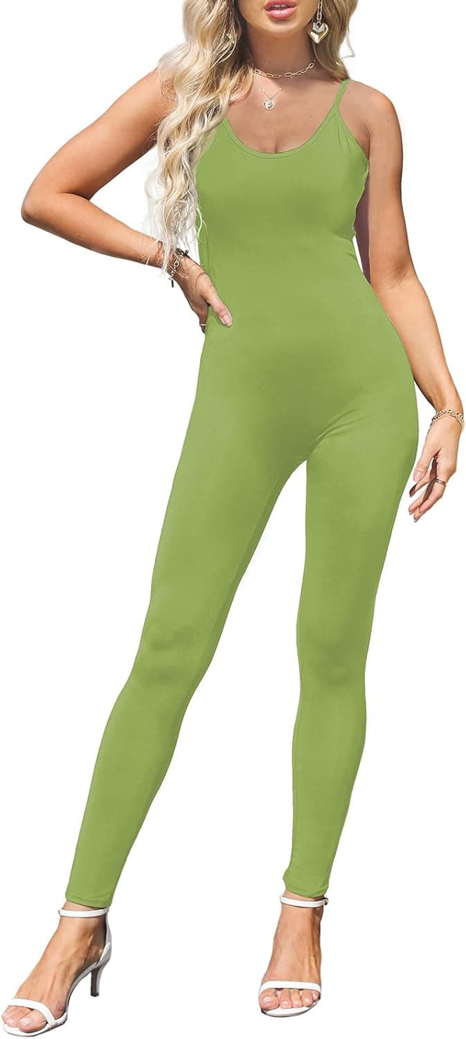 Amilia Womens Spaghetti Strap Bodycon Tank One Piece Jumpsuits Rompers Playsuit
