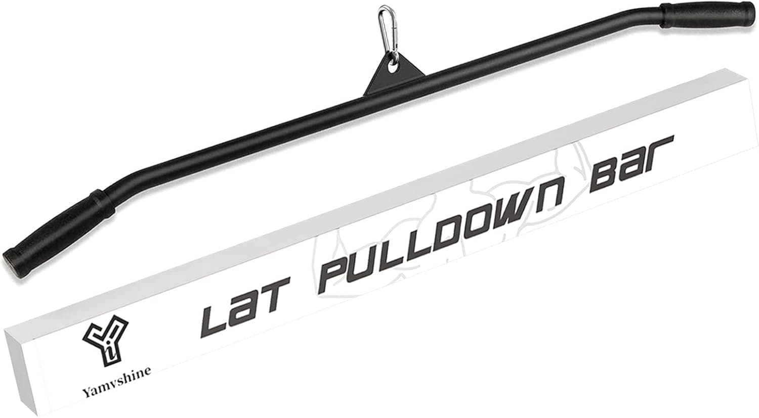 Yamyshine 39inch LAT Pulldown Bar Attachment for Pulley Cable Machine, Curl Tricep Press Down Bar with Rubber Handle, LAT Pull Down Bar Accessories for Gym, Strength Workout, Muscle Building