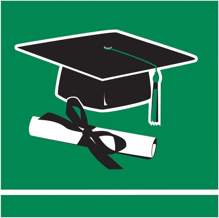 Creative Converting School Colors Party Creations 36 Count 2-Ply Beverage Napkins, Emerald Green