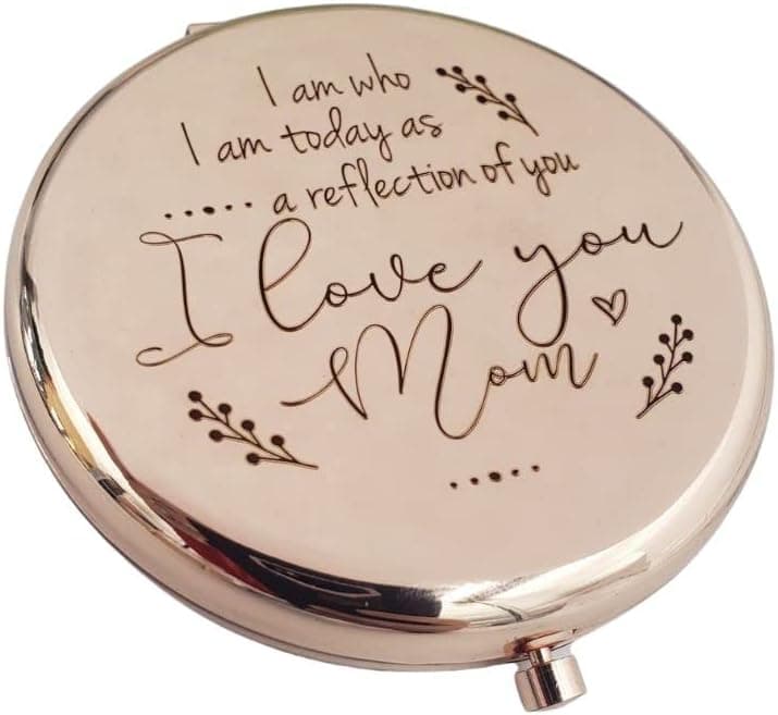 I Love You Mom Compact Mirror, Mother of the Bride, Makeup Mirror, Mother of the Groom, Mothers, Elderly Mom from Daughter, Travel Mirror to Mom from Daughter, to Mom from Son, Wedding Day (RG)