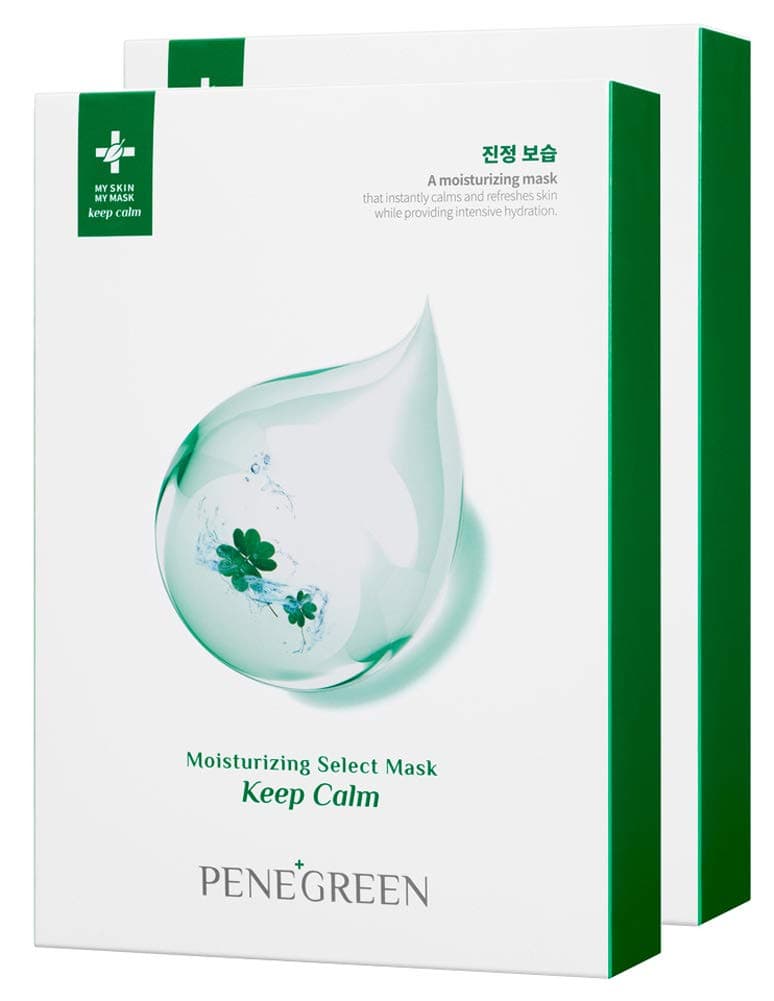 PENEGREEN Sheet Facial Mask Face Mask Korean - Calming & Moisturizing Formula for Irritated Skin, Original K-Beauty Skin Care (Keep Calm) 20sheets