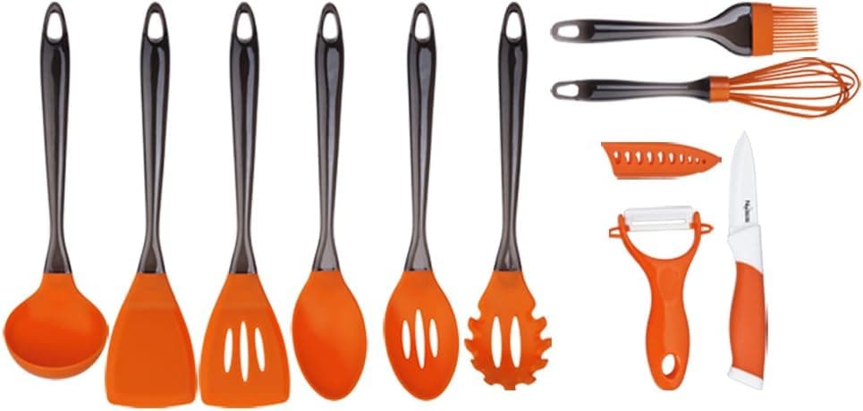 Culinary Edge 11 Pc Silicone Untensil And Ceramic Set - Orange