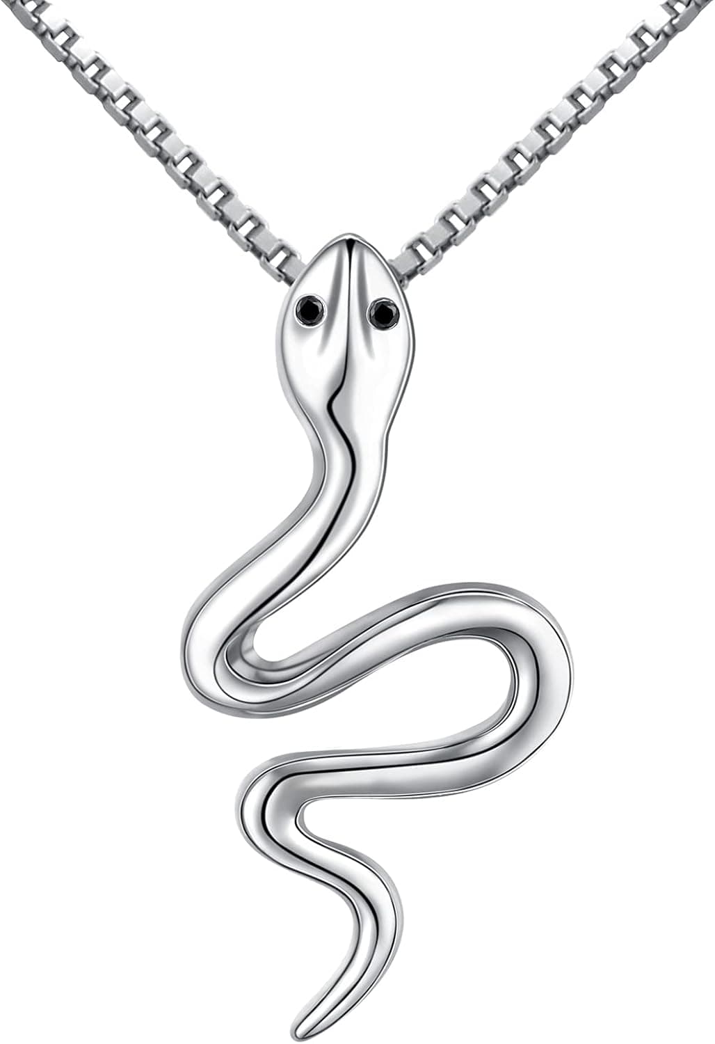 YinShan 925 Sterling Silver Snake Pendant Necklace Charm Jewelry Gift for Women Men 18 Inches Box Chain Jewelry