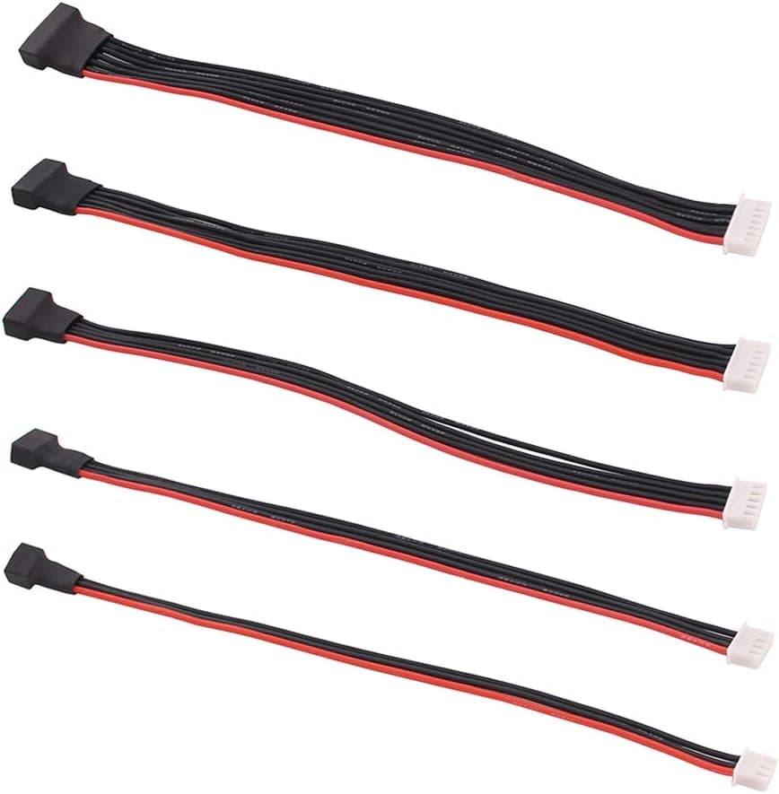 OliRC JST-XH 2S 3S 4S 5S 6S Each 1pc 8" / 200mm 22awg Lipo Balance Wire Extension Silicone Cable Lead Cord for RC Battery Charger(C137-5)