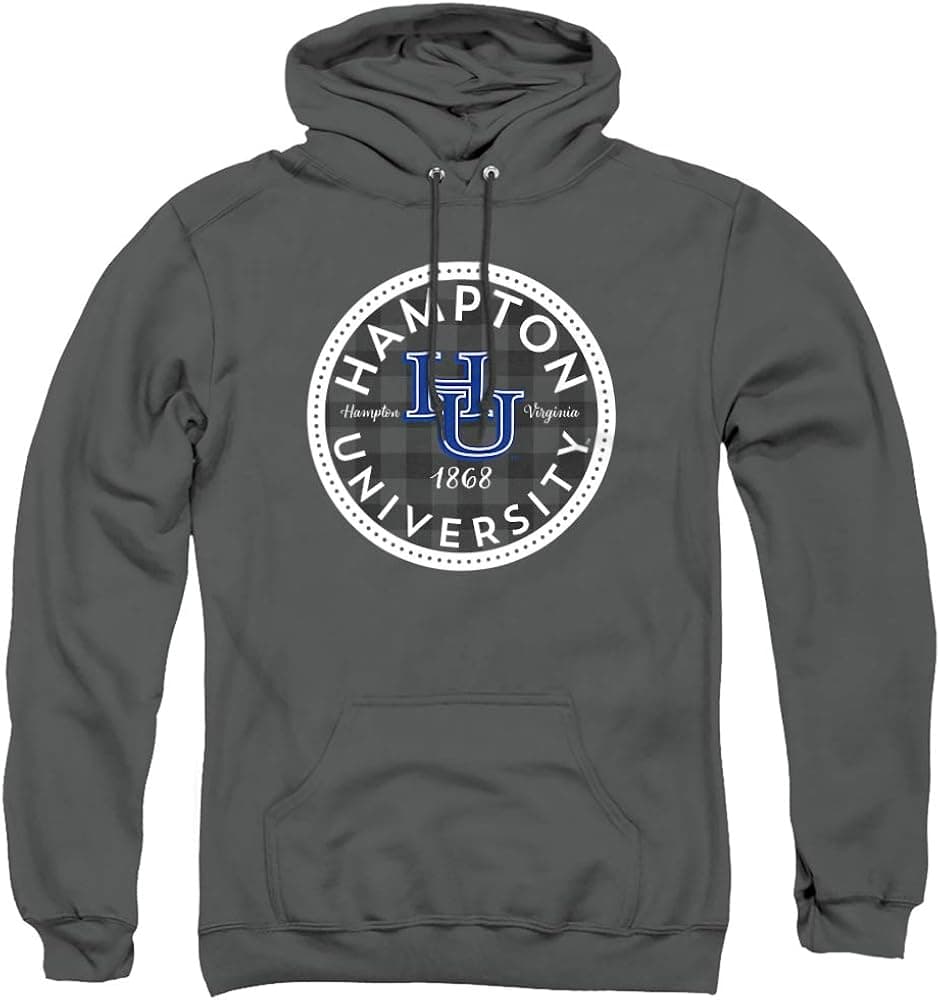 Hampton University Official Plaid Badge Unisex Adult Pull-Over Hoodie