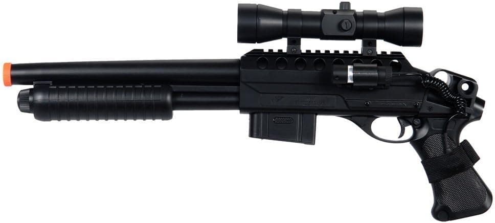 M47B2 Spring Airsoft Shotgun FPS-280 with Aiming Sight(Airsoft Gun), Black