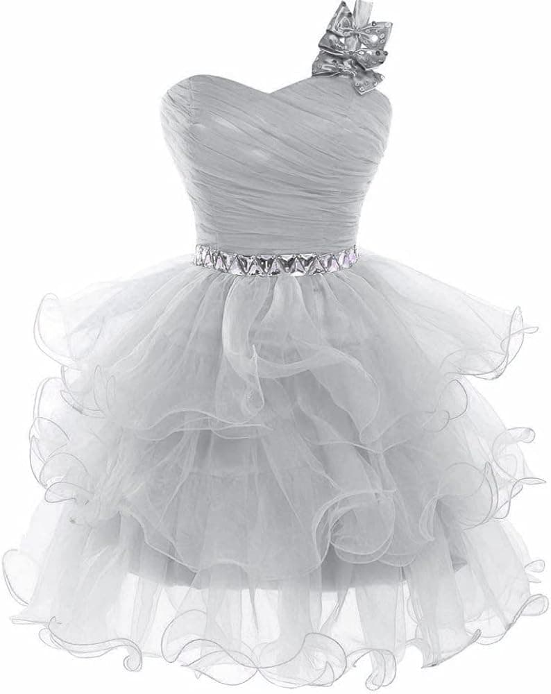 CharmingBridal One Shoulder Puffy Homecoming Dress Cocktail Party Prom Dresses