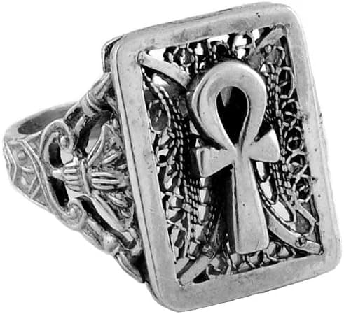 Egyptian Jewelry Silver Ankh of Life Filigree Ring