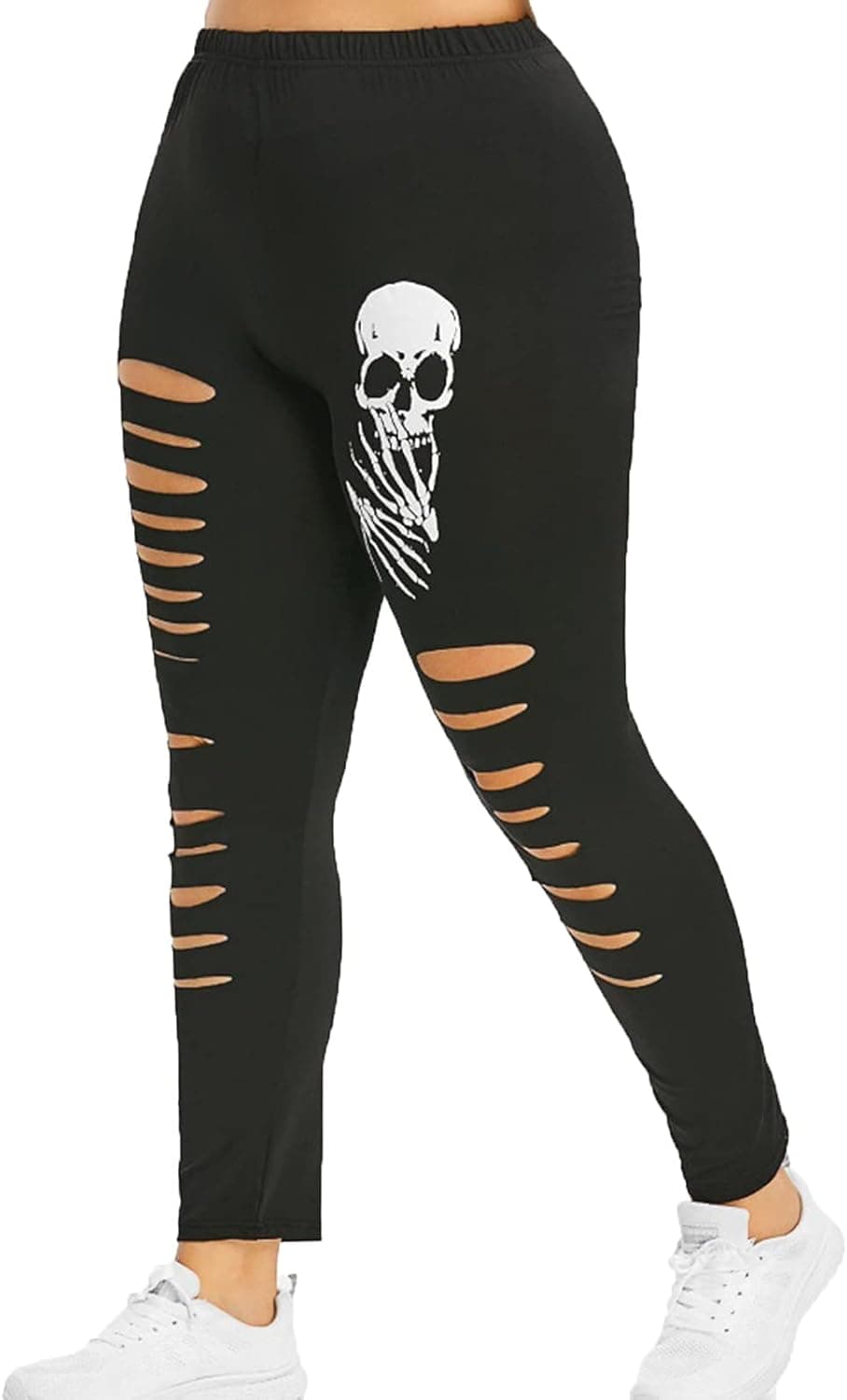 Mikey Store Clearance Womens High Waist Leggings Fitness Yoga Sport Pants Plus Size Skulls Printed Leggings