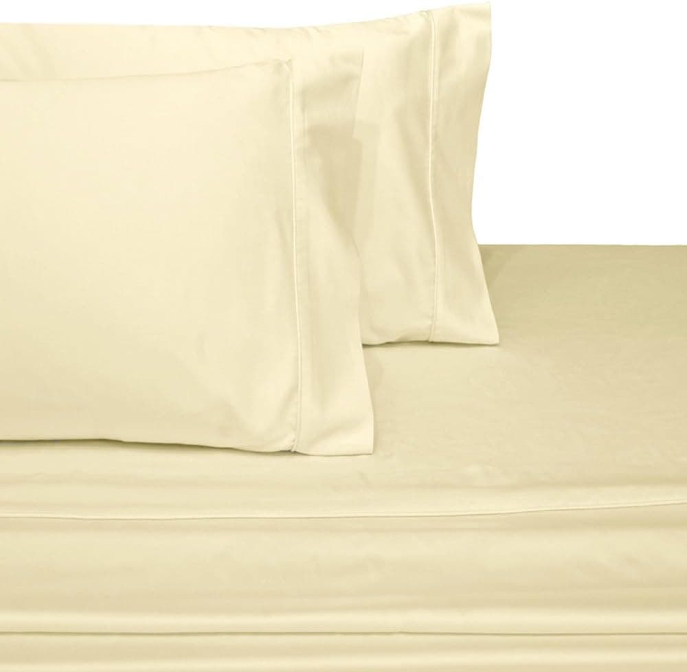 Royal's Solid Ivory 4pc Queen Waterbed-Sheets 100% Brushed Microfiber, Sateen Solid Sheet Set