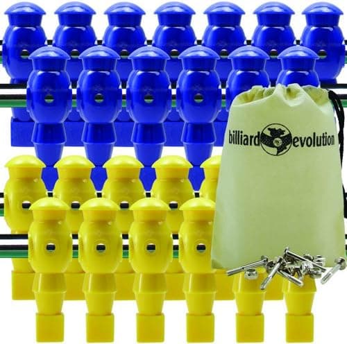 Billiard Evolution 26 Blue and Yellow Robotic Foosball Men with Free Screws and Nuts Drawstring Bag