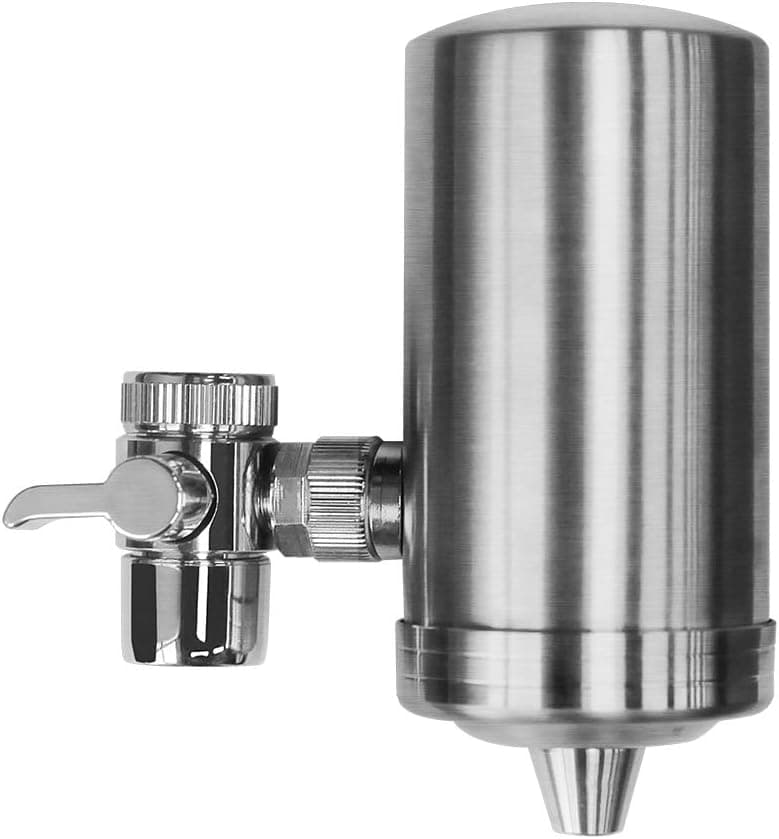 Kowela Faucet Mount Water Filter, SUS304 Stainless Steel Reduce Chlorine,Lead,BPA Free, Water Purifier with 7-Layer UF+ACF Filtration System, Fits Standard Faucets with 1 Filter Cartridge