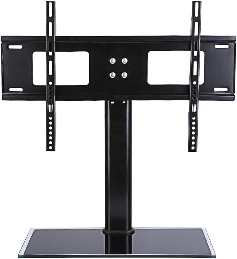 Tabletop TV Stand, Heavy Duty Universal LED LCD Flat Screen Table Top TV Bracket TV Mount Stands with Tempered Glass Base Television Holder Pedestal VESA 600x400 Holds up to 132lbs for 37"-55" TV