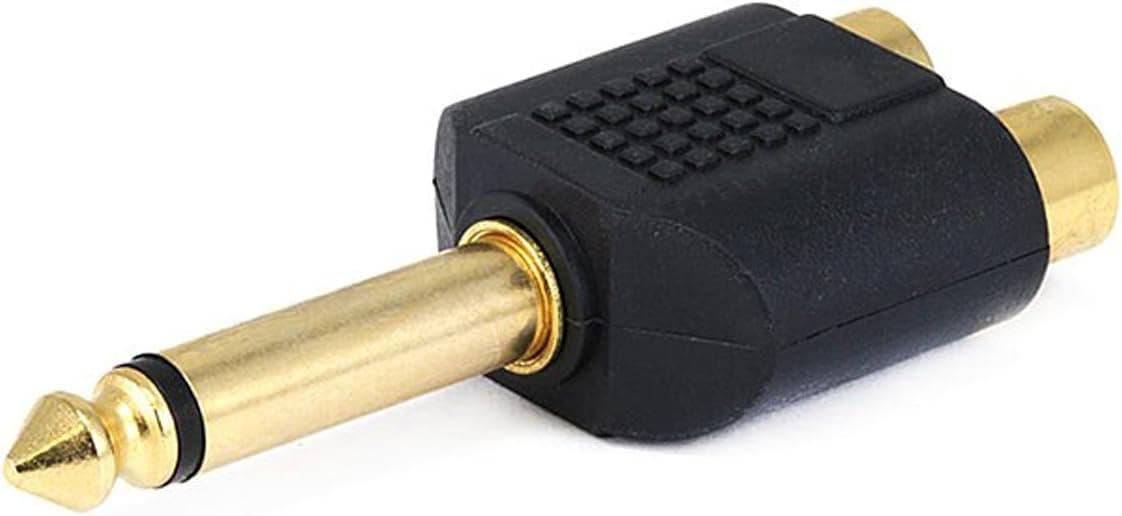 Monoprice 107192 6.35-mm Mono Plug to 2 RCA Jack Splitter Adaptor, Gold Plated