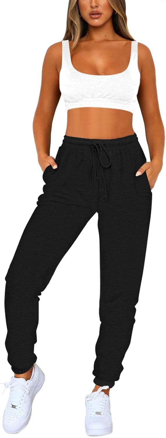 Fixmatti Women Sweatsuits Bra and Sweatpants Set 2 Pieces Jogger Tracksuit