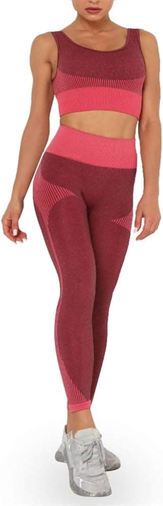 WodoWei Workout Sets for Women 2 Piece Seamless Sports Bra High Waisted Yoga Leggings Gym Outfits
