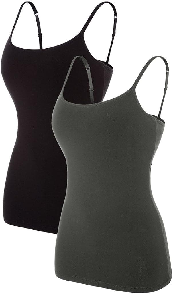 CharmLeaks Womens Camisole with Shelf Bra Camisoles Tank Top Cami Cotton Under Shirt Grey L