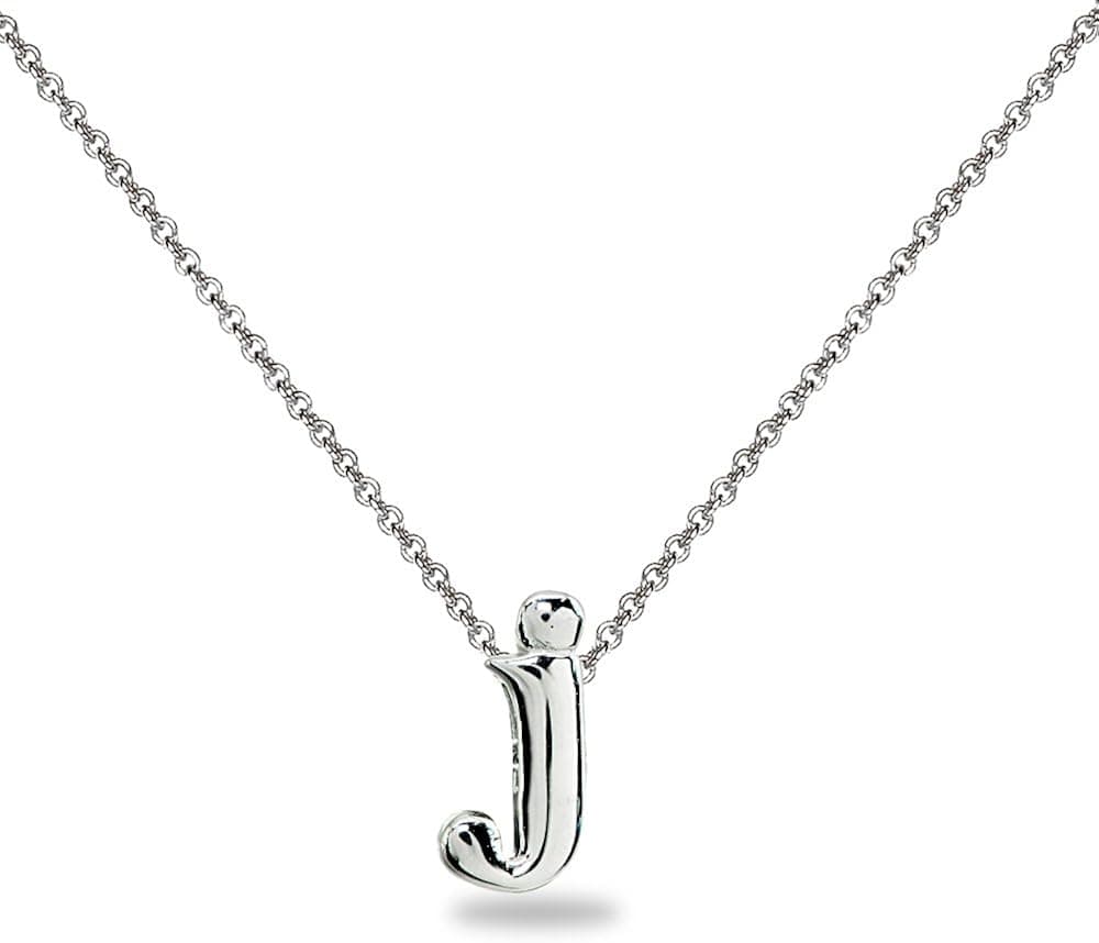 B. BRILLIANT Sterling Silver Alphabet Letter Name Personalized Charm Initial Pendant Necklace for Women Girls