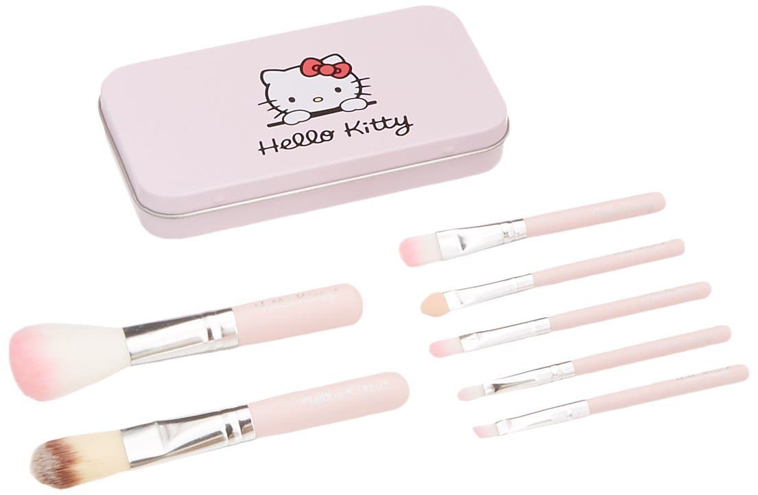 Decorating 7 Pcs Professional Pink Hello Kitty Soft Makeup Brush Set with Box
