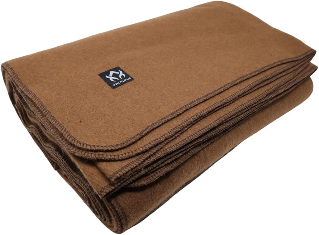 Arcturus Military Wool Blanket - 4.5 lbs, Warm, Thick, Washable, Large 64" x 88" - Great for Camping, Outdoors, Sporting Events, and Survival Kits