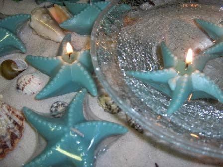 Teal Starfish Floating Candle - Set of Three - Scented
