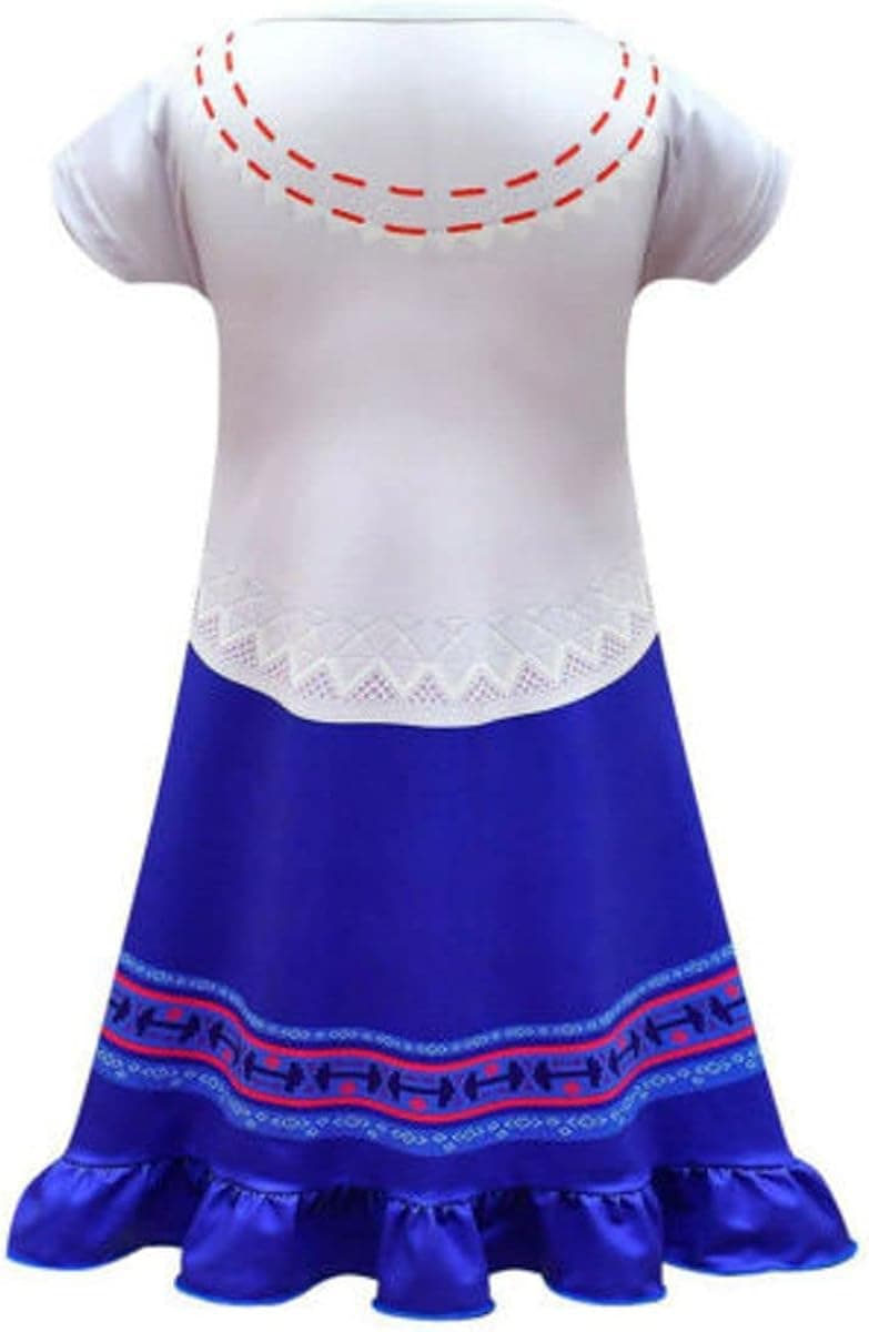 Meiniyea Mirabel Costume Dress for Girls Cartoon Luisa Costume Printing Cosplay Princess Dress Outfits with Little Bag