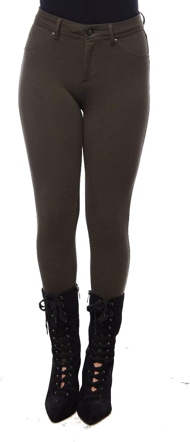 La Bijou WOMENS LABIJOU FRENCH TERRY BASIC JEGGING SKINNY PANTS 511S (L, Dk.Olive), Large