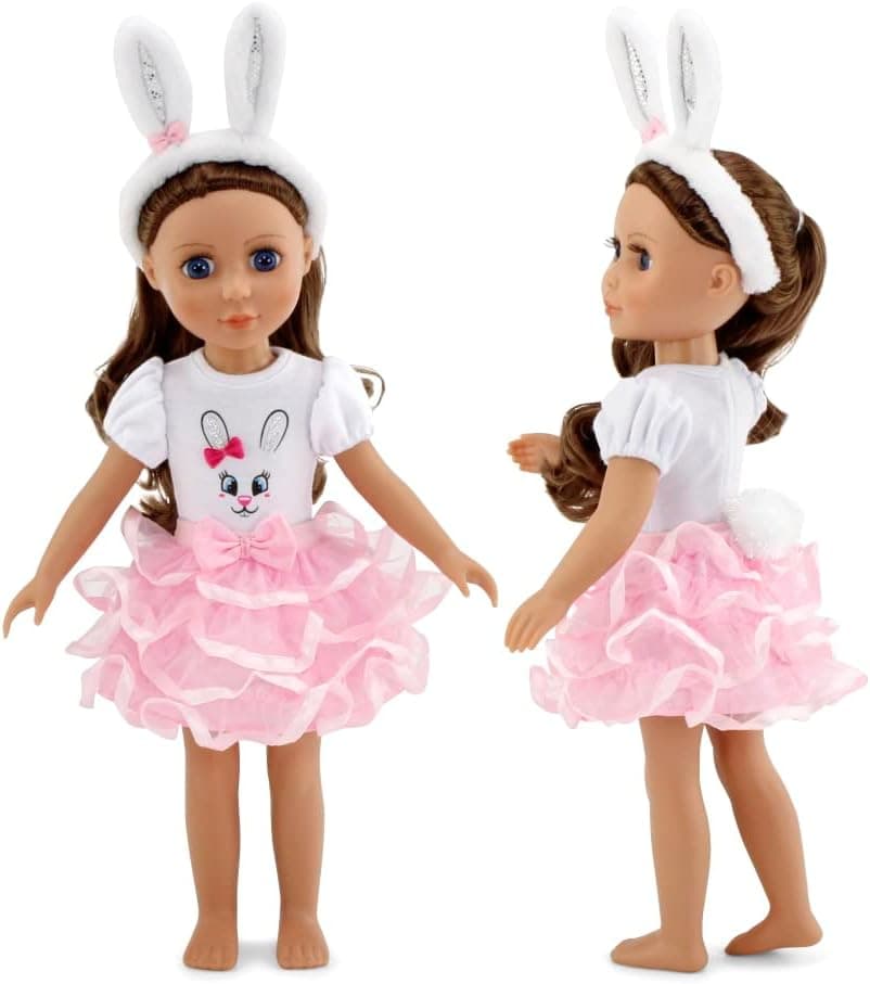 Emily Rose 14 Inch Doll Bunny Outfit, Includes Bunny Ears Doll Accessories! | Gift Boxed and Perfect for Easter Gift! | 14" Doll Clothes Compatible with Wellie Wishers Dolls
