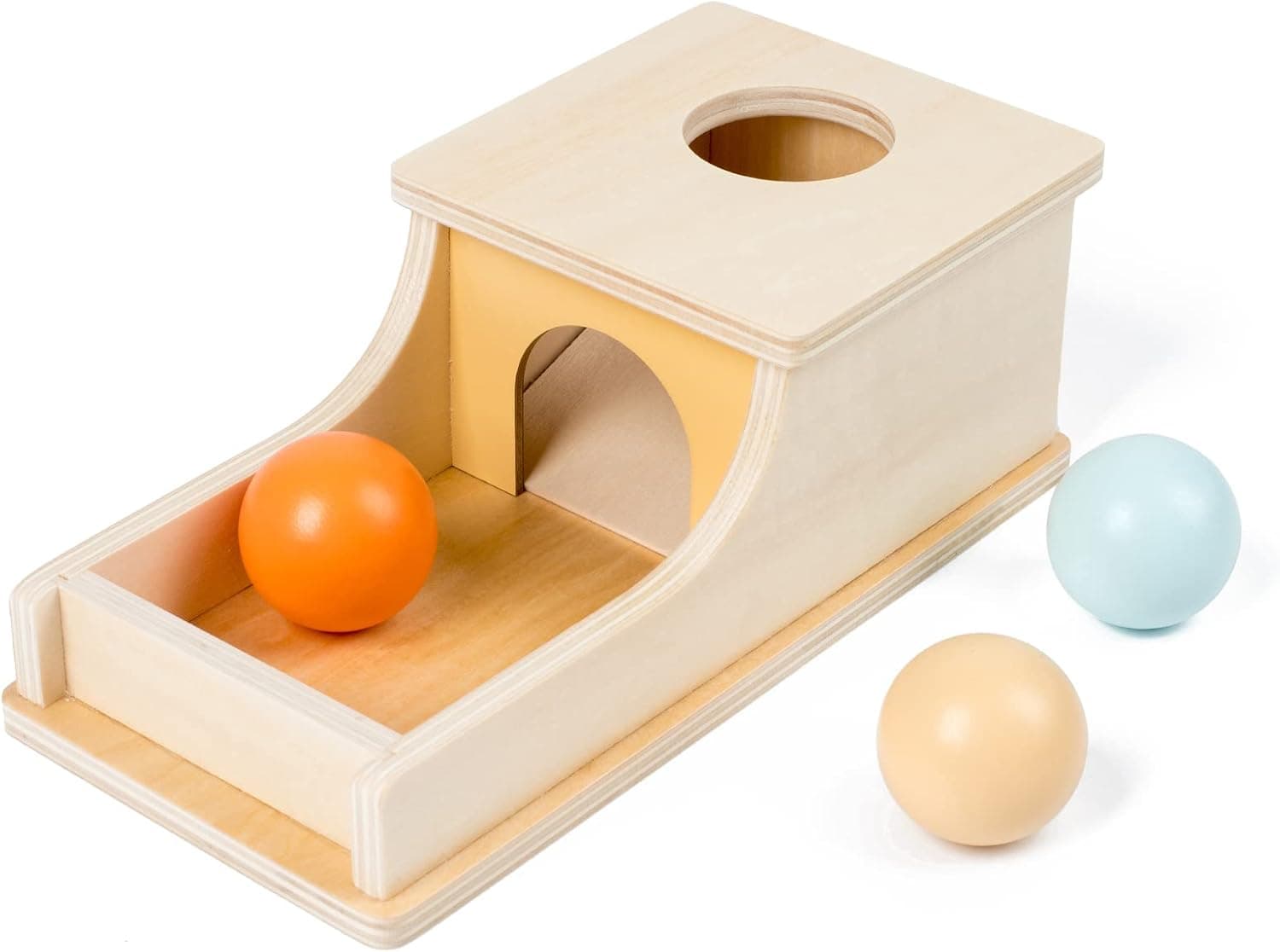 Montessori Object Permanence Box with Tray Wooden Color Ball Drop Play for 1 2 3 Year Old Toddlers Early Education