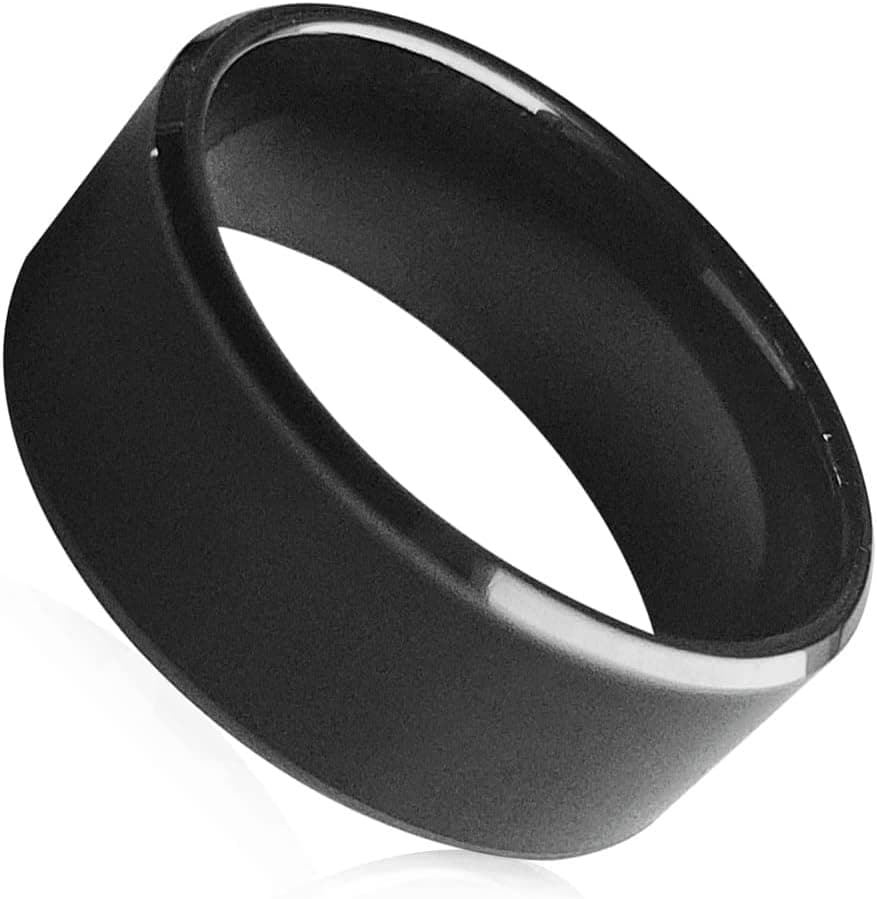 Riversmerge RFID Rewritable Dual Frequency in One ID T5577&IC CUID Black Ceramics Smart Finger Ring Wear for Men or Women (Black-17mm)