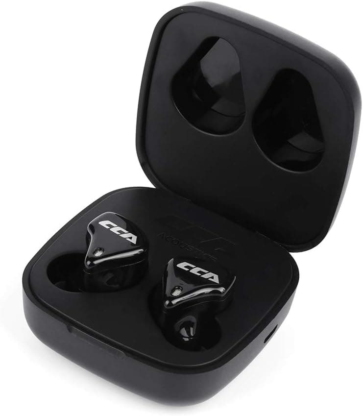 Linsoul CCA CX10 1DD+4BA True Wireless TWS Hybrid in-Ear Monitors with Bluetooth 5.0 AAC Support, Low Latency for Audiophile/Game (Black)