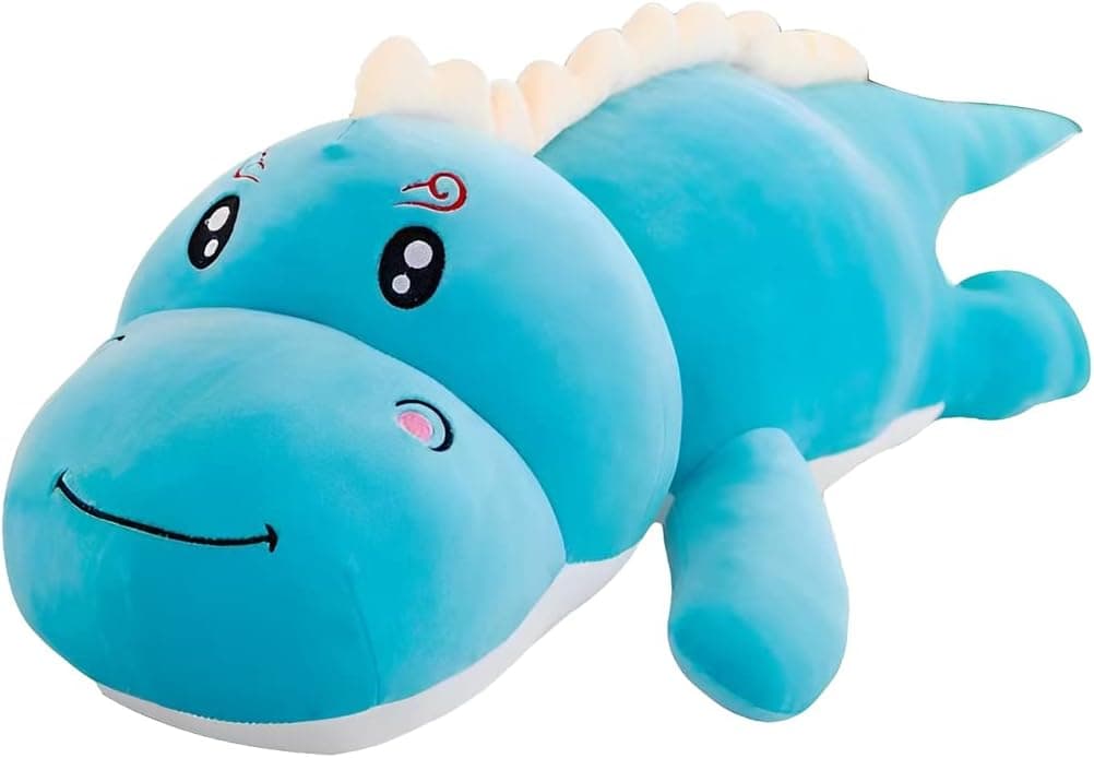 Dinosaur Plush Toy Pillow,Cute Dinosaur Stuffed Animals Doll,Soft Lumbar Back Cushion Big Dinosaur Plushies Stuffed Toy Cute Pillows,Great Gift for Kids Birthday,Valentine (Blue,19.6in)